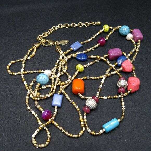 Chico's Gemstone & Faux Gemstone Long Seed Bead Necklace, 41 Inches, 2 Strands - Picture 5 of 12